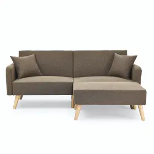 Zara 2 Seater Fabric Sofa Bed, With Matching Stool, Sofa Bed for Living Room, Brown