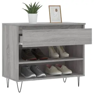 Berkfield Shoe Cabinet Grey Sonoma 70x36x60 cm Engineered Wood