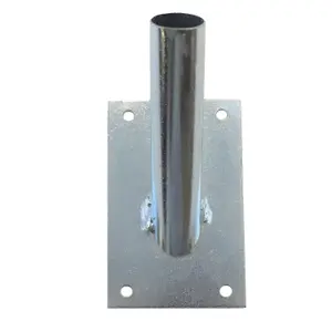 Single Flag Pole Holder - Wall Mounted Flag Pole Bracket, Galvanised (Silver), Rust and Weather Resistant, Heavy Duty