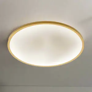 CGC TULA Gold Trim LED Surface Mount Ceiling Light Bulkhead IP44 White Opal 4000k