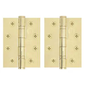 AFIT PVD Brass Grade 13 Fire Door Hinges - 4" 102 x 76 x 3mm - Pack 2