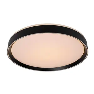 Lucide Nuria Modern Flush Ceiling Light 50cm - LED Dim. - 1x36W 2700K - 3 StepDim - Black