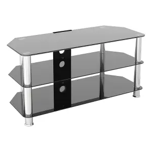 AVF Classic 1m Glass Corner TV Stand with Cable Management for TVs up to 50" - Black & Chrome