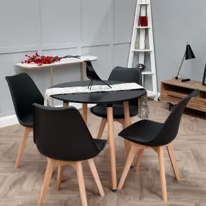 Lorenzo Padded Dining Chairs, Tulip Chair for Lounge Office Dining Room Kitchen, Set of 2, Black