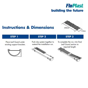 FloPlast Black Gutter guard (L)500mm, Pack of 10