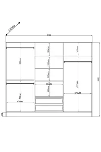 VOLET 6 Door 2 Drawer White Wardrobe