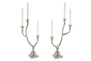 Interiors by Premier Set of 2 Antler Design 3 Candle Holder Stand, Christmas Candlestick Holder with Decorative Finish