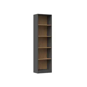 Albee Bookcase Anthracite/Artisan Oak / (5 Shelves) 182 cm H x 80 cm W x 32 cm D