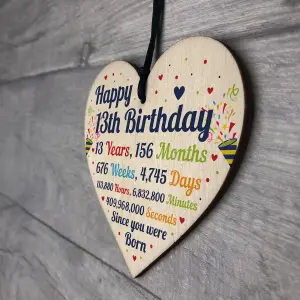 Red Ocean 13th Birthday Gift For Boys Wooden Heart 13th Birthday Gift For Girls 13th Birthday Decorations