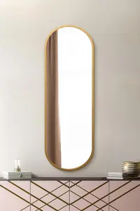 MirrorOutlet Vultus - New Gold Metal Framed Double Arched Wall Mirror 71 X 24" (180CM X 60CM)