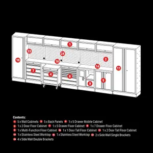 BUNKER Modular Storage Combo with Stainless Steel Worktop (25 Piece) 04393