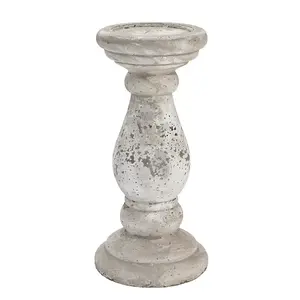 Hill Interiors Ceramic Stone Effect Candle Holder Stone (38cm x 18cm x 18cm)