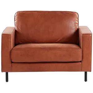 Armchair SAVALEN Faux Leather Golden Brown