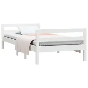 Berkfield Bed Frame White 90x200 cm Solid Wood Pine