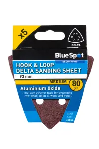 Blue Spot Tools - 93mm 5 Pack 80 Grit Delta Sanding Sheets