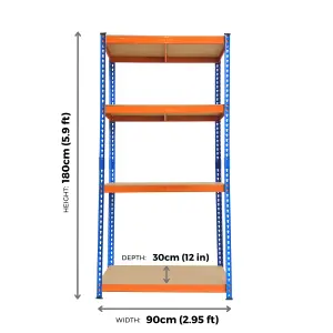 6 Bays of 4 Tier Extra Heavy Duty Storage Racking 1800h x 900w x 300d mm 300kg