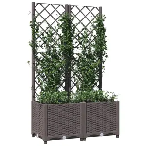 Berkfield Garden Planter with Trellis Brown 80x40x136 cm PP