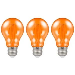 Crompton Lamps LED GLS 4.5W E27 Harlequin IP65 Orange Translucent (3 Pack)