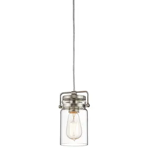 1 Bulb Ceiling Pendant Light Fitting Brushed Nickel LED E27 60W Bulb