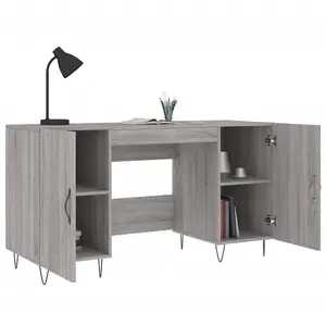 Berkfield Desk Grey Sonoma 140x50x75 cm Engineered Wood