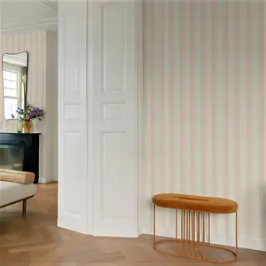 Grandeco Boutique Pure & Protect Stratus Stripe Linen Textured Antibacterial Wallpaper, Pale Pink