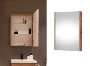 Mirror Bathroom Cabinet Mirrored Wall Unit 500mm Slimline Storage Craft Oak Avir