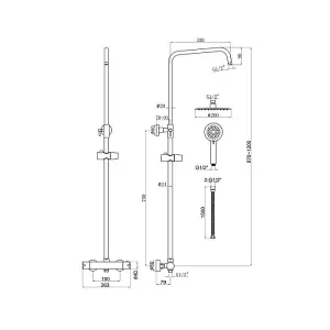 Dezine Alto Exposed Round Shower Kit, Matt Black