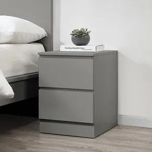 Grey 3 Piece Furniture Set Chest of Drawers Bedside Tables Birlea Oslo