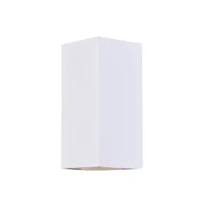 Ceramic Rectangle Shaped Wall Light, 2 lights Up and Down White Paintable GU10 sockets (NO BULBs)