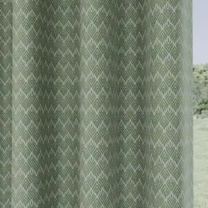 Enhanced Living Aspen Green Chevron Pattern 46 x 72" (117x183cm) Pair of Eyelet Thermal Noise Reducing Room Darkening Curtains