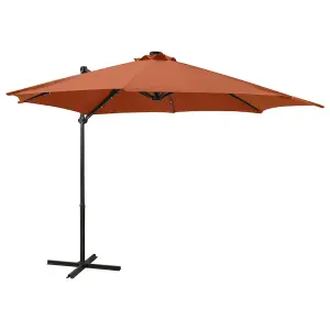 Berkfield Cantilever Umbrella with Pole and LED Lights Terracotta 300 cm