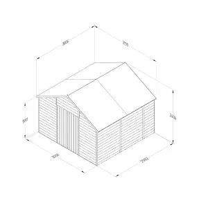 Forest Garden Overlap 10x10 ft Apex Wooden 2 door Shed with floor