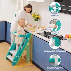 Foldable 2 or 3 Step Stools, Green Large Plastic Sink Step Stool