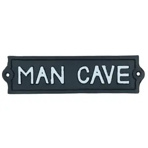 Man Cave Cast Iron Sign Plaque Wall Fence Gate Post House Workshop Garage