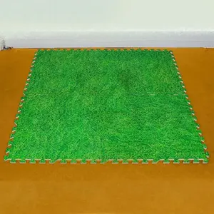 Grass Effect Interlocking Eva Foam Mats Soft Floor Tiles Fitness Yoga Kid Play 60 x 60cm (16 SQ.FT) pack of 4 mats