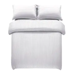 Microfiber Striped Duvet Cover Set with Pillowcases White / Super King Duvet Cover + 2 Standard Pillowcases