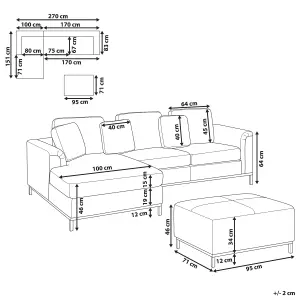 Right-Hand Corner Sofa with Ottoman OSLO Beige Leather Right Hand