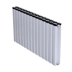 Aluminum Designer Horizontal Radiator Compatible with Heat pump. Energy Efficient. Model "Pioneer" White. 1000 mm .