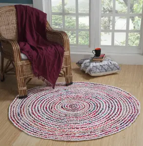 CARNIVAL Round Bedroom Rug Ethical Source with Recycled Fabric / 120 cm Diameter