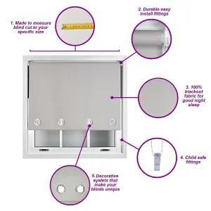 Furnished Made to Measure Blackout Roller Blinds with Big Round Eyelets - Duck Egg Blue Blind (W)90cm (L)165cm