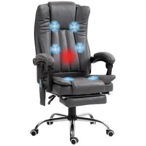 Vinsetto 6-Point Vibrating Heat Massage Chair w/ Microfibre Charcoal Grey