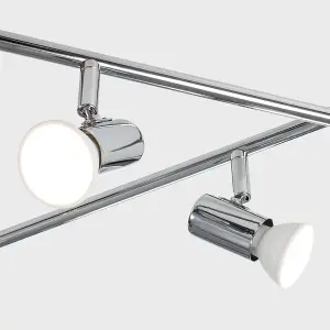 ValueLights Consul Silver Ceiling Bar Spotlight and GU10 Spotlight LED 5W Warm White 3000K Bulbs