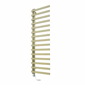 Rinse Bathrooms Minimalist 1600x600mm 800W Electric Thermostatic Bathroom Heated Towel Rail Radiator with Timer Brushed Brass