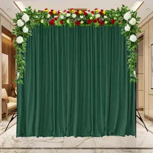 Green Velvet Backdrop Curtain Wrinkle-Free Polyester Fabric Background with Drapes, 3x3 Metres