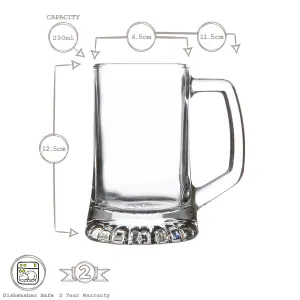 Bormioli Rocco - Stern Tankard Glass Beverage Mugs - 290ml - Pack of 2