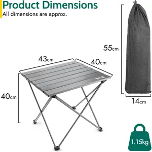 Trail Folding Camping Table Lightweight Aluminium Outdoor Garden Beach Medium