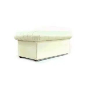 Chesterfield 2 Seater Sofa Settee Shelly White Real Leather In Classic Style