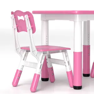 AIYAPLAY 3 Pcs Height Adjustable Kids Table and Chair Set for Playroom - Pink