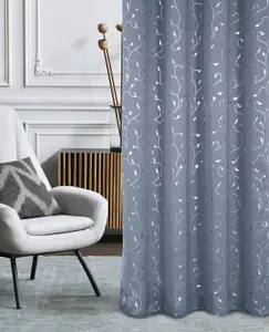 Home Curtains Victoria Metallic 108w x 72d" (274x183cm) Grey Eyelet Curtains (PAIR)