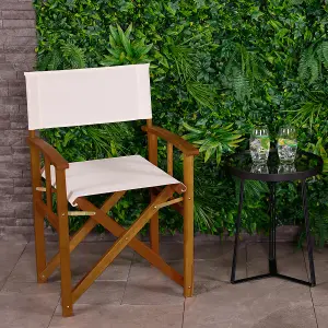 Charles Bentley FSC Wooden Pair of Folding Directors Chairs Cream Pop-Up Garden